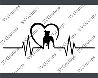 American Pit Bull Svg, Pit bull dxf, Pit bull png, Pit bull eps, Pit bull cut file, Pit bull Silhouette, Pit bull heartbeat