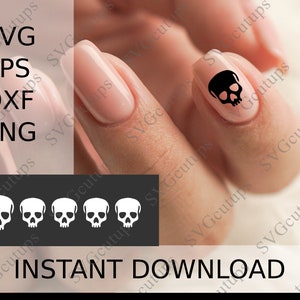 Archivo SVG de Nail Art, pegatinas de calavera para uñas, pegatinas de uñas SVG, archivo de corte de pegatinas de uñas, SVG para Cricut y máquinas de corte similares