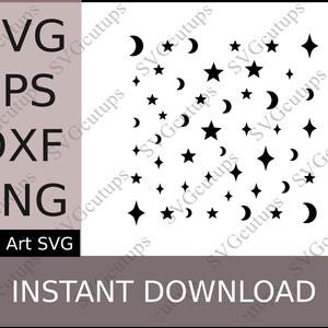 Archivo SVG de Nail Art, pegatinas de estrellas y lunas para uñas, pegatinas de uñas Svg, archivo de corte de pegatinas de uñas, SVG para Cricut y máquinas de corte similares