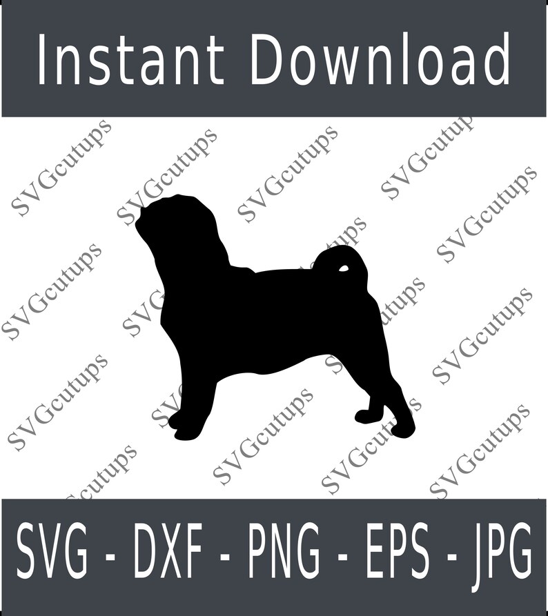 Pug svg Pug Silhouette Pug png Pug cut file Dog lover svg Pug eps Pug dxf Dog Svg Cute dog svg Dog Silhouette