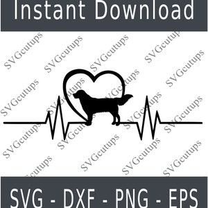 Golden Retriever Svg, Golden Retriever Silhouette, Golden Retriever Cut file, Dxf, Golden Retriever Outline,Retriever heart