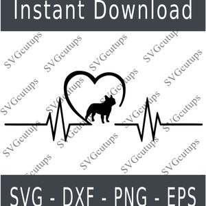Französische Bulldogge svg, Französische Bulldogge dxf, Französische Bulldogge Schnittdatei, Französische Bulldogge Silhouette, Französischer Bulldogge Herzschlag