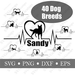 Hunde Herzschlag Personalisierbarer Split Rahmen Svg, Dxf Datei, Eps Datei, Schneidemaschinendatei, funktioniert mit Cricut und ähnlichen Anwendungen