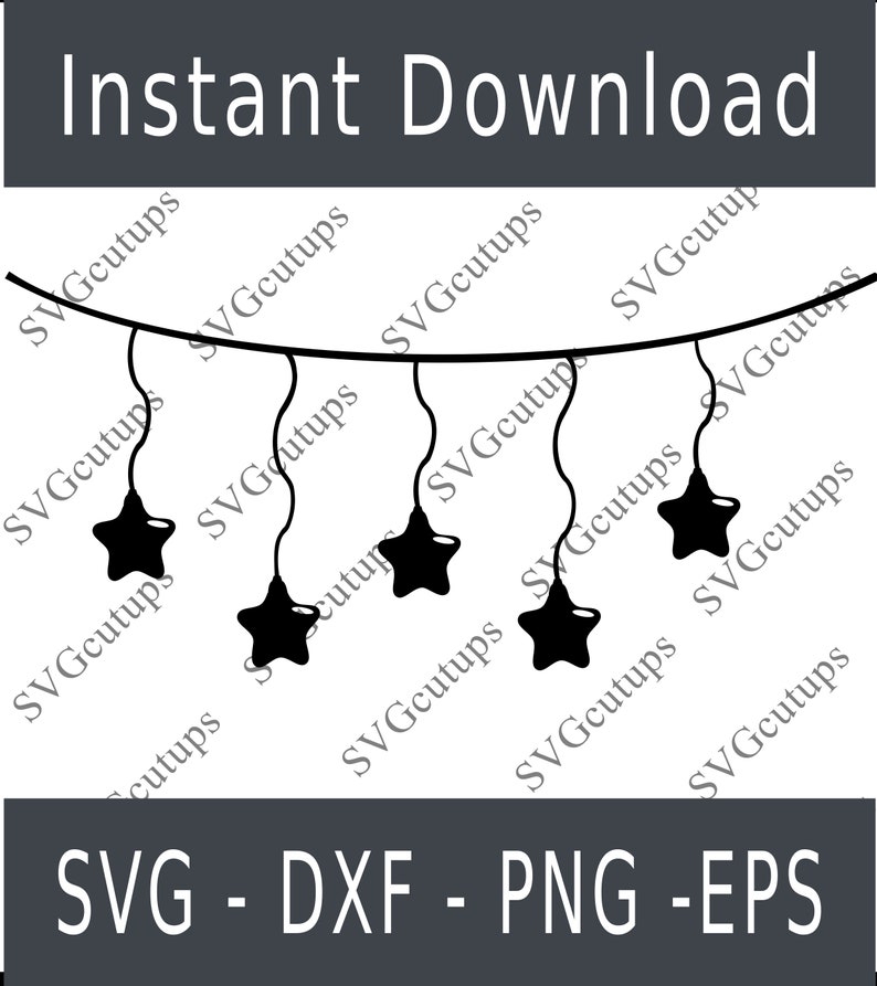 Download Clip Art Art Collectibles String Lights Cut File Star Shaped String Lights String Lights Svg String Lights Eps String Lights Dxf String Lights Png
