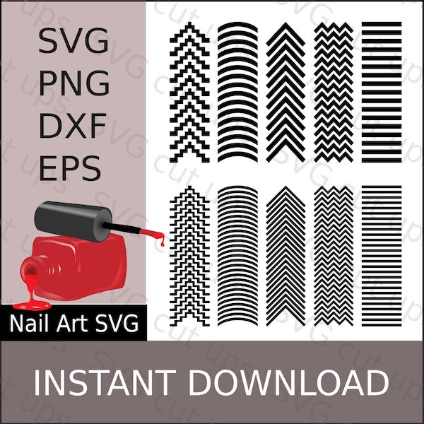 Archivo SVG para Nail Art, Guías básicas para uñas SVG, Archivo de corte para Nail Art, SVG para Cricut