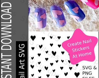 Heart nail stickers, SVG, Cut File for Cricut and similar cutting machines