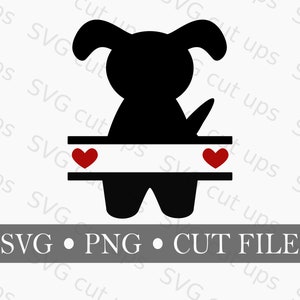Dog Split Monogram, SVG, PNG, Fichier coupé pour Cricut
