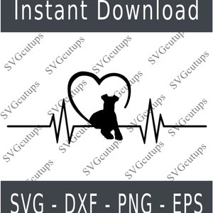 Airedale terrier svg, Airedale terrier heartbeat, cut file, png,  Dxf, Airedale silhouette, Cute dog svg, Dog lover svg