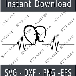 Running heartbeat Svg, Guy Running Svg, Runner Svg, Running Svg, Cut file, Running Dxf,Man Running SVG, Running Ekg