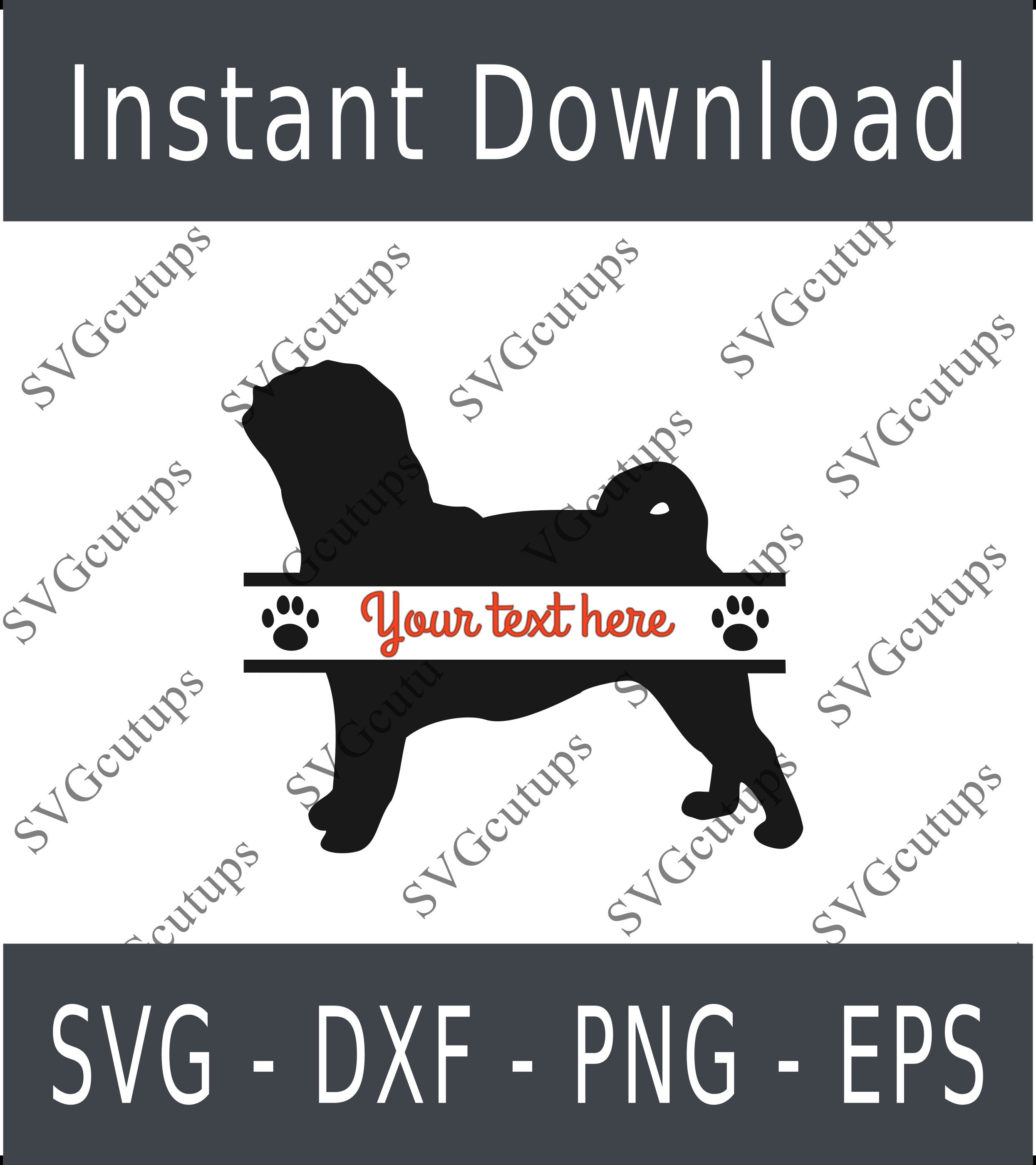 Pug Split Monogram Svg Dxf Png Eps Cut File Pug Etsy