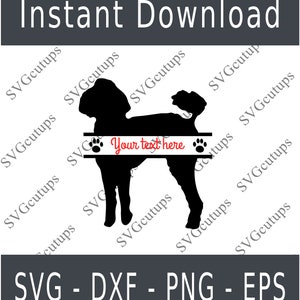 Caniche standard Svg, svg caniche, dxf, png, eps, fichier coupe caniche, silhouette caniche, contour caniche, monogramme caniche