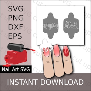 Nail Art SVG File: Drip & Flame Stencil Guides (Digital Download)