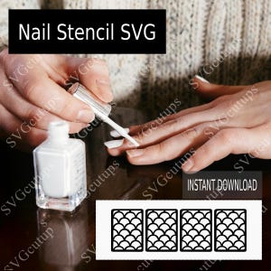 Nail Art SVG file, Mermaid Scallop Style Nail Stencils, Cut file made for Cricut and similar machines