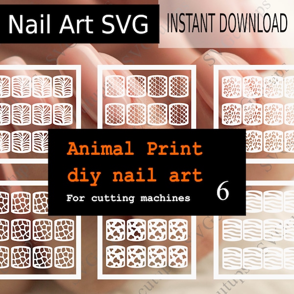 Nail Art SVG file, Animal print nail stencil, Nail Stencils Svg, Nail Stencils Cut File, SVG for Cricut