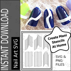 Archivo SVG de Nail Art, Guías de manicura clásica, Archivo de corte de Nail Art, SVG para Cricut