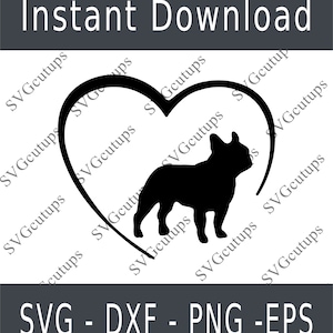 Buldogue francês svg, dxf, png, arquivo cortado, silhueta de buldogue francês, contorno de buldogue francês