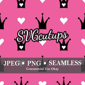 Princess Seamless Pattern, with both pink and transparent background, JPG, PNG, Digital paper, sublimation, print fabric or other projects