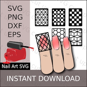 Archivo SVG de Nail Art, plantillas geométricas para uñas, archivo de corte para Cricut y máquinas similares
