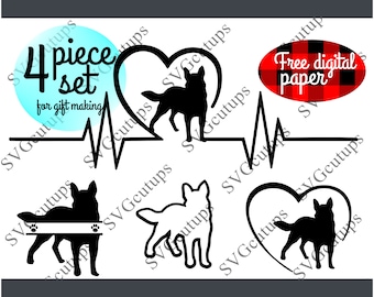 Australian cattle dog decal set, Cattle dog Svg, Blue Heeler svg, Red Heeler svg, cut file, Australian cattle dog silhouette
