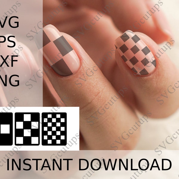 Nail Art SVG file, Checkers nail stencils, Nail Stencils Svg, Checkers print Svg, Nail Stencils Cut File, SVG for Cricut