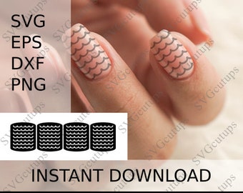 Nail Art SVG file, Wavy stripe nail stencil, Nail Stencils Svg, Nail Stencils Cut File, SVG for Cricut