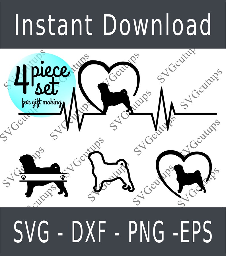 Pug svg Pug Silhouette Pug png Pug cut file Dog lover svg Pug eps Pug dxf Dog Svg Cute dog svg Dog Silhouette