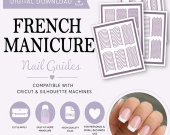 Klassieke Franse manicuregidsen | Bestand knippen | Nail Art-sjabloon | Direct downloaden | Commercieel gebruik