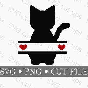 Chat Split Monogramme, SVG, PNG, Fichier coupé pour Cricut