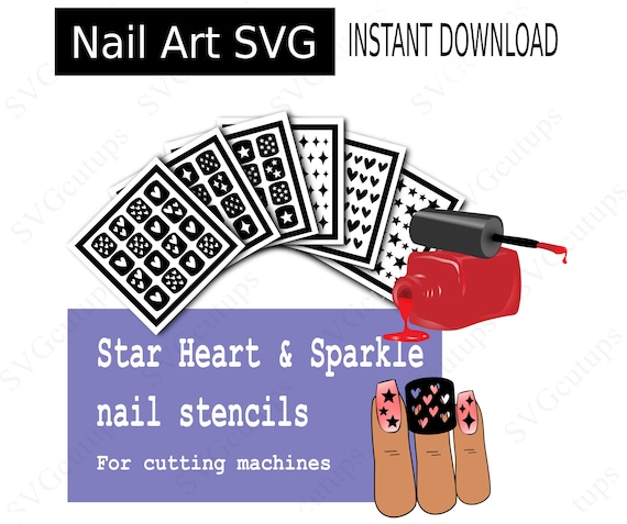 Hearts & Stars Nail Stencil and Sticker SVG Bundle | Cricut and Cutting Machine File | DIY Gifts, Party Favours, Stocking Stuffers
