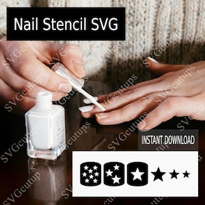 Archivo SVG para Nail Art, plantillas y pegatinas de estrellas para uñas, plantillas para uñas SVG, archivo de corte para plantillas para uñas, archivo de corte para Nail Art, SVG para Cricut