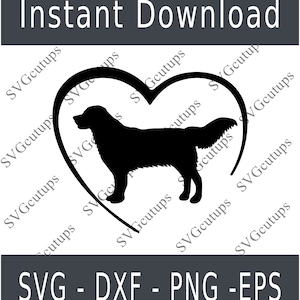 Golden Retriever Svg, Golden Retriever Silhouette, Golden Retriever Cut file, Golden Retriever Outline,Retriever heart