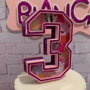 Caketopper &quot;DIGITAL SVG number 3 peppa pig