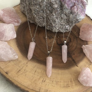 GENUINE Rose Quartz Necklace Silver Rose Quartz Point Necklace Crystal Point Necklace Point Rose Quartz Pendant Point Necklace Rose Quartz
