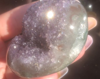 HIGH QUALITY Amethyst Palmstone Crystal Amethyst Geode Uruguay Amethyst Sugar Druzy Amethyst Healing Crystal Geode Sugar Druzy Crystal