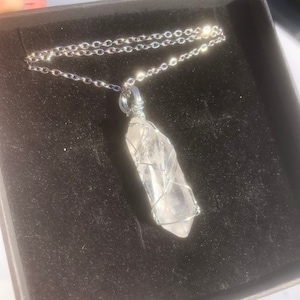 ECHT KRISTAL ketting draad gewikkeld kristal ketting helder kwarts ketting kristal zilver draad gewikkeld kwarts punt ketting voor genezing