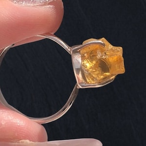 Echter Citrin Solitär Ring Natürlicher Citrin Ring Citrin Silber Ring Roher Citrin Ring Roher Kristall Ring Silber Citrin Edelstein Ring