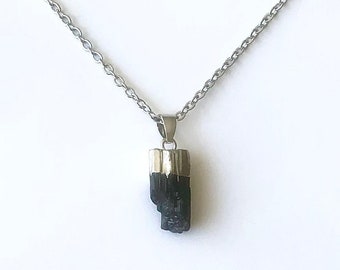 GENUINE Tourmaline Necklace Black Tourmaline Necklace Tourmaline Raw Stone Necklace Raw Crystal Necklace for Energy Protection Crystal