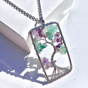 Tree of life Crystal Necklace, Handmade Wire wrapped Crystal necklace, Spiritual Crystal Necklace