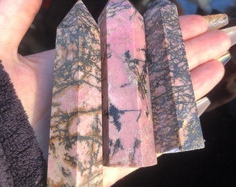 Rhodonite Point, Natural Rhodonite, Rhodonite Tower, Pink Rhodonite, Rhodonite