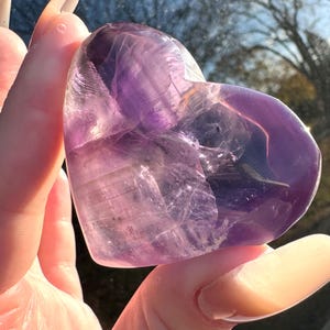 HIGH QUALITY Smoky Amethyst Heart Crystal with Phantoms Smoky Brazilian Amethyst Phantoms Amethyst Crystal Heart Amethyst Palmstone Amethyst