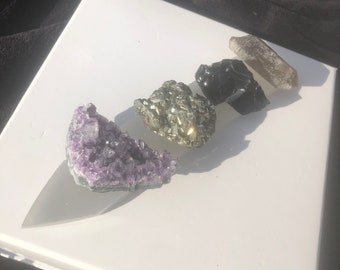 DELUXE Raw Crystals Set Crystals Stone Raw Stone Set Real Crystal Healing Crystal Kit Geode Crystal Set for Beginner Raw Crystal Gift