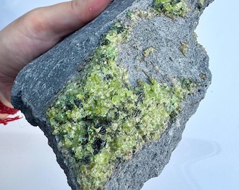 RARE MINERAL SPECIMEN Crystal Green Peridot on Matrix Peridot Large Raw Peridot Rough Olivine Basalt Peridot Mexico Crystal Healing Stone