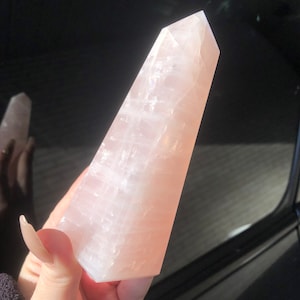 HIGH GRADE Rose Quartz Crystal Obelisk Rose Quartz Tower Brazilian Rose Quartz Point Rose Quartz Natural Rose Quartz Crystal Tower