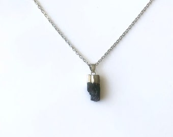 GENUINE Tourmaline Necklace Black Tourmaline Necklace Tourmaline Raw Stone Necklace Raw Crystal Necklace for Energy Protection Crystal