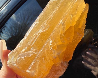HONEY CALCITE Raw Calcite Large Calcite Natural Crystal Calcite Point Calcite Golden Calcite Mexico Calcite Rough Calcite Chunk