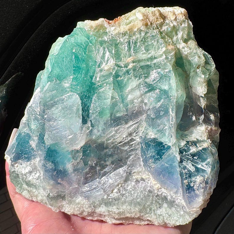 DURANGO FLUORITE Large Fluorite Crystal Statement Piece Fluorite Mexico Fluorite Free Form Fluorite White Purple Blue Fluorite Raw Crystal image 1