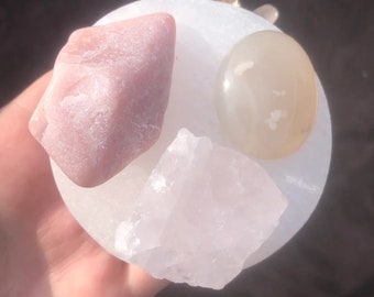 Conjunto de cristal de alta qualidade, chakra do coração, conjunto de cristal para amor próprio, cristal rosa, pedra rosa, chakra do coração, conjunto de pedra de cura de cristal