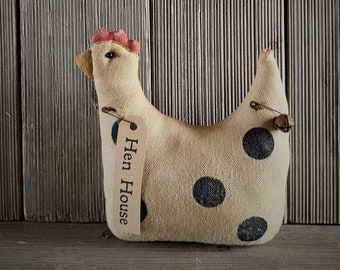 Primitive Chicken,coffee stained chicken,primitive decor,farmhouse chicken,chickens,farmhouse decor,rustic decor,small stuffed chicken