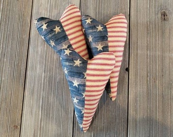 Primitive Americana Hearts,bundle of 3 hearts,Primitive hearts,Americana decor,Independence Day decor,stars and stripes hearts,hearts