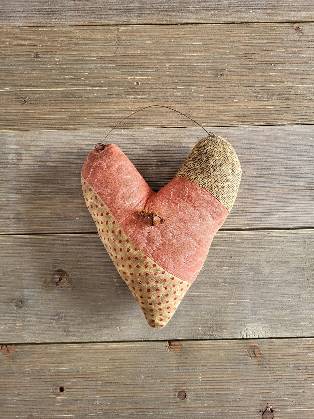 Quilted Heart, Hanging Quilt Heart, Valentine Decor, Stuffed Heart ...